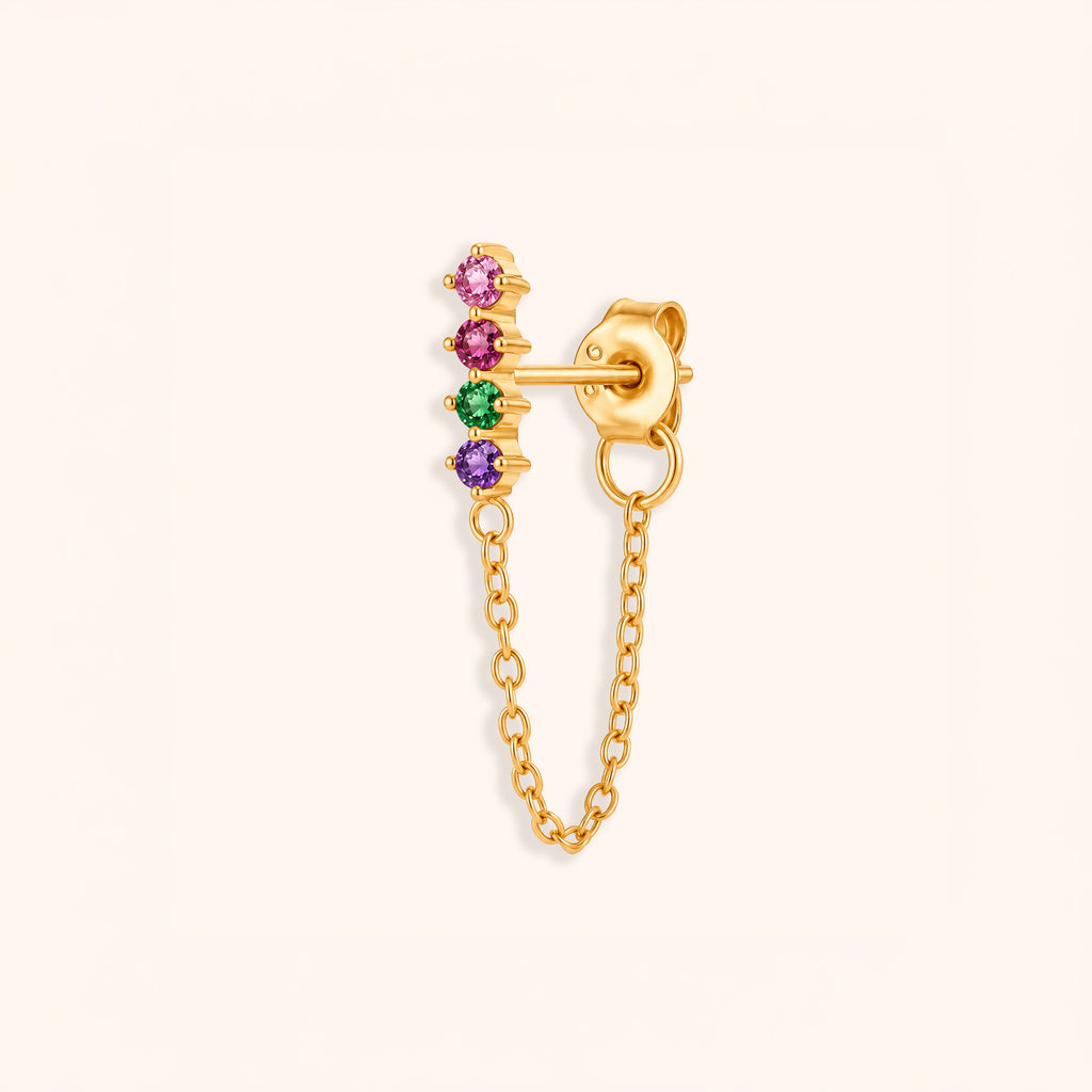 18k gold plated silver earring with multicolour gemstones 
