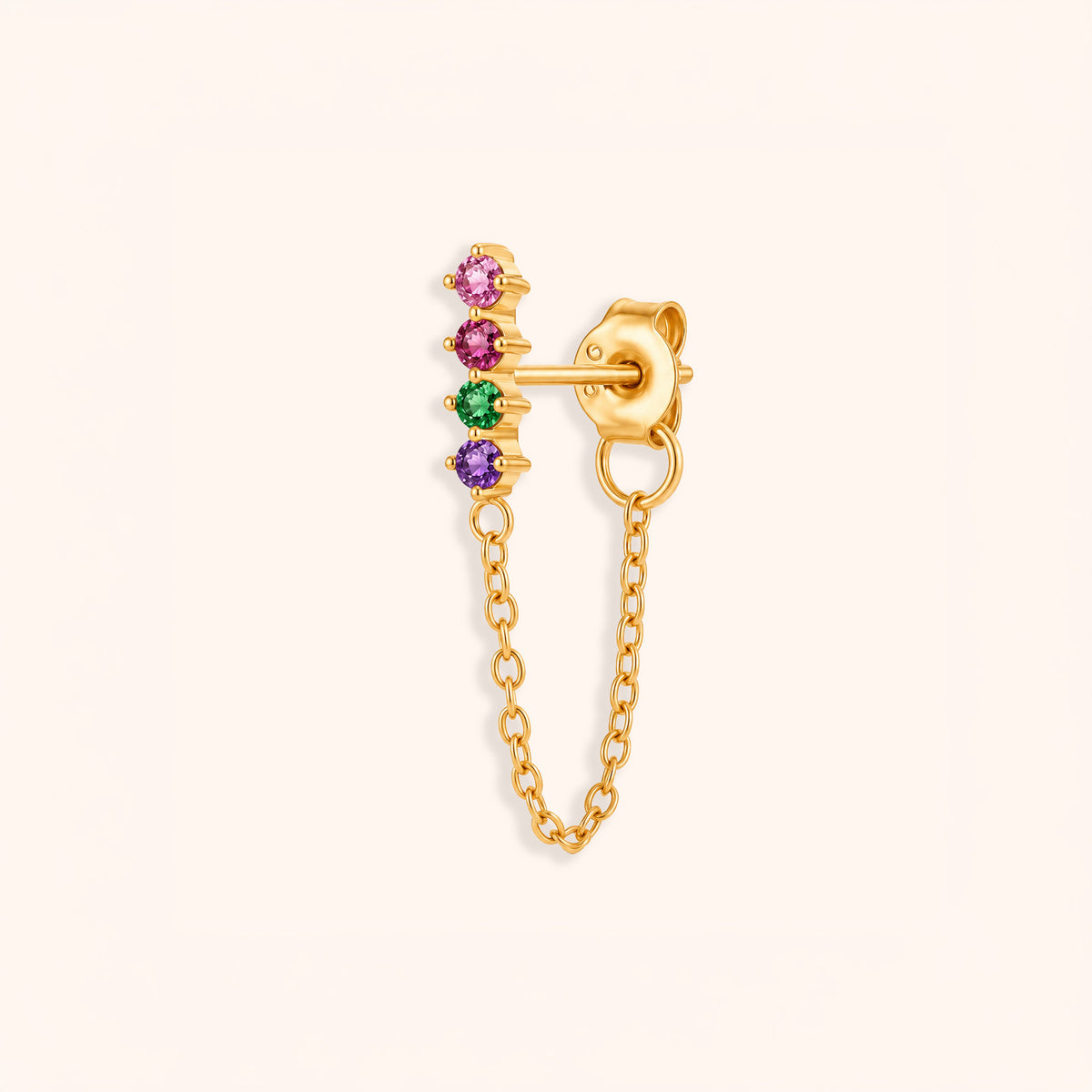 18k gold plated silver earring with multicolour gemstones 