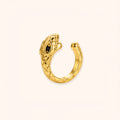 18K Gold Plated snake-shaped ear cuff with no piercing needed on a light beige background by The Wish Store
