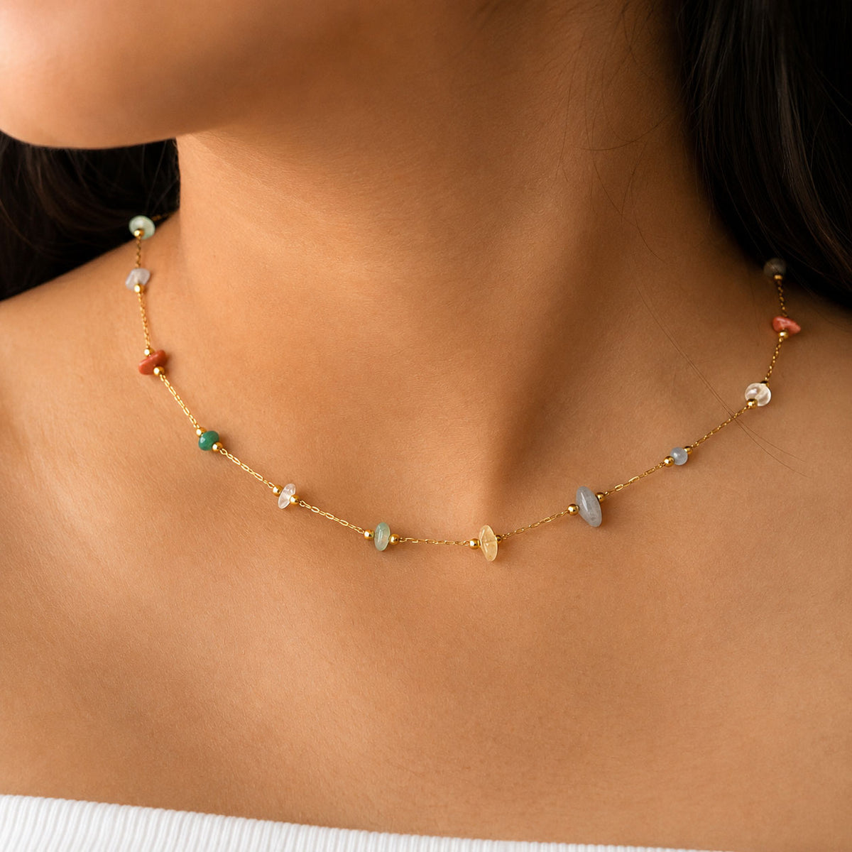 Aurora Gemstone Station Necklace
