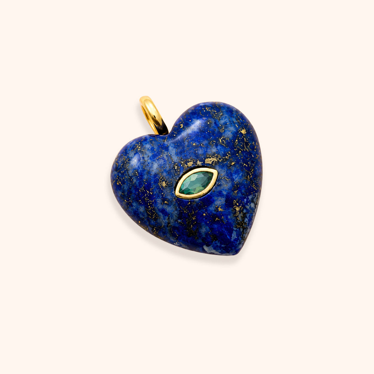 Natural Lapis Heart Evil Eye Pendant