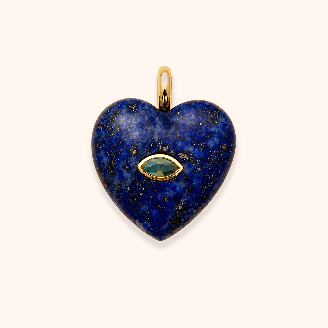 Natural Lapis Heart Evil Eye Pendant