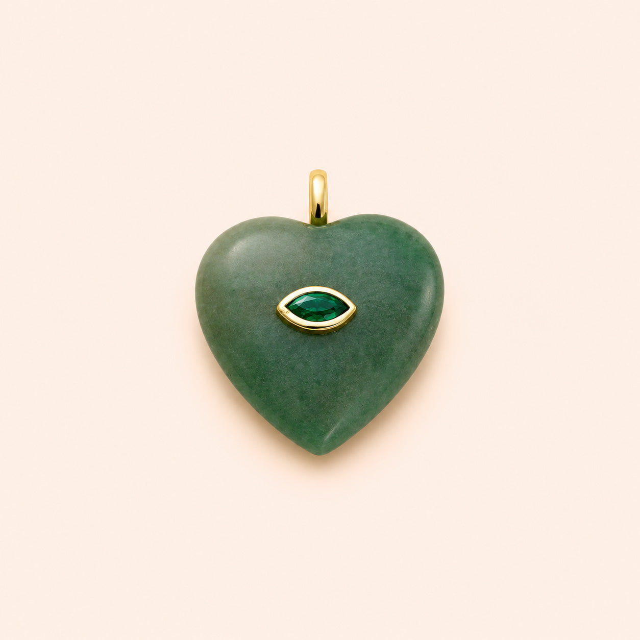 Green Aventurine Heart Evil Eye Pendant