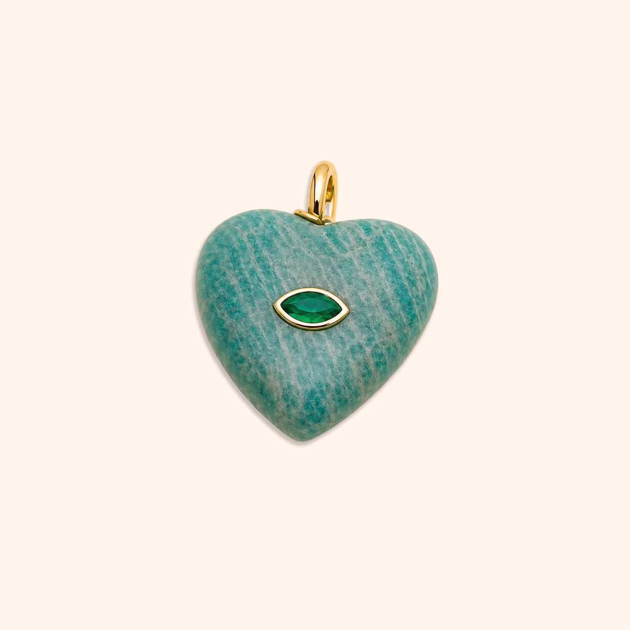 Amazonite Heart Evil Eye Pendant