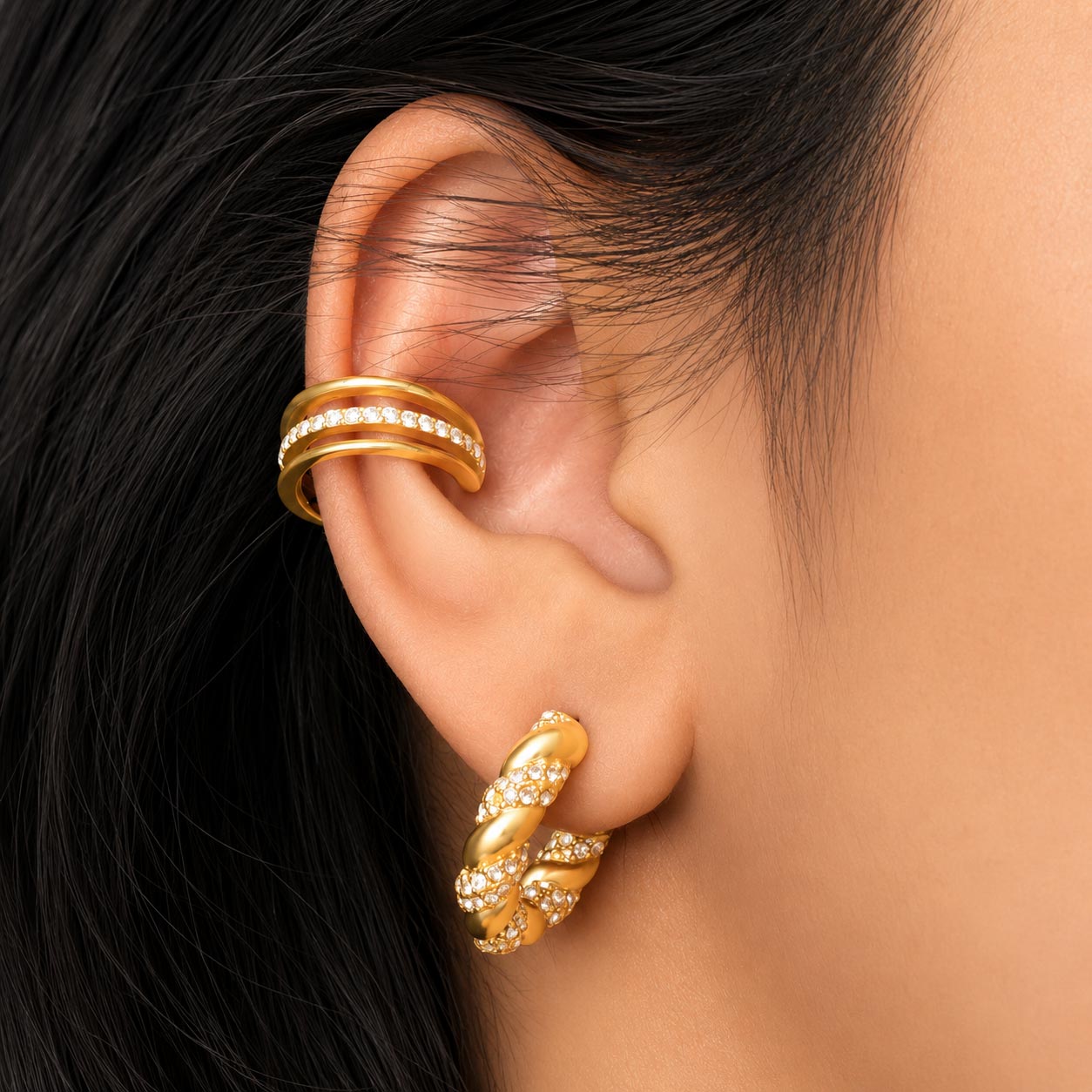 Gold Zircon Ear Cuff(Single Piece)