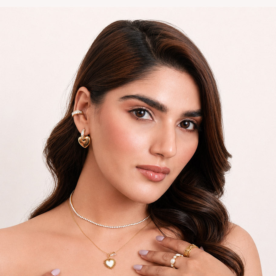 Baguette Heart Link Earrings
