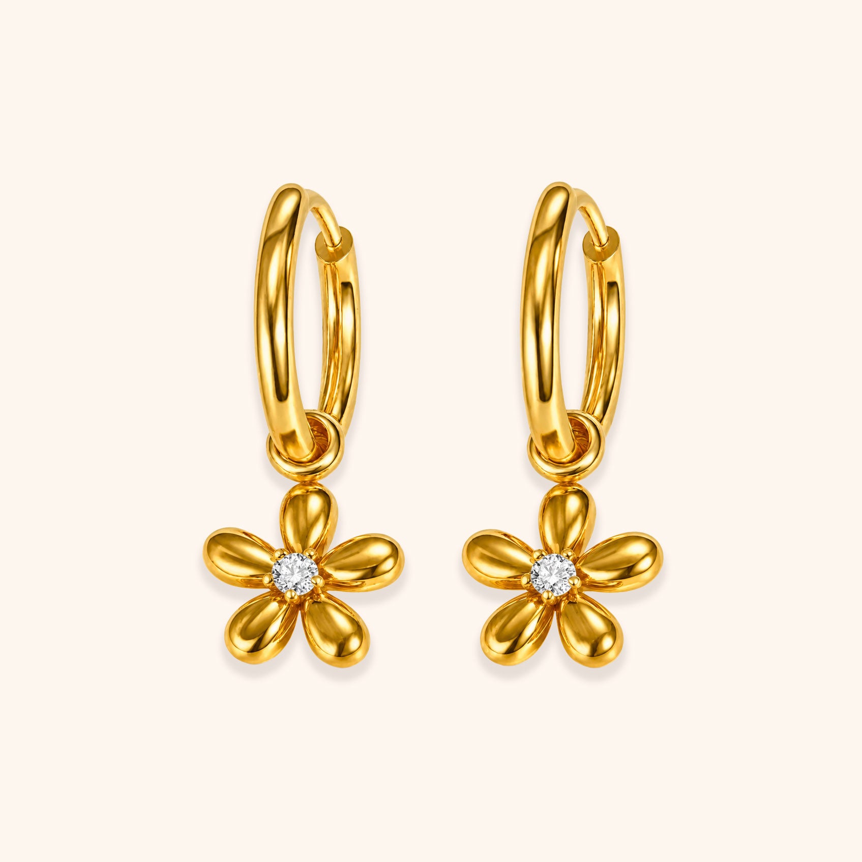 Golden Petal Charm Earrings