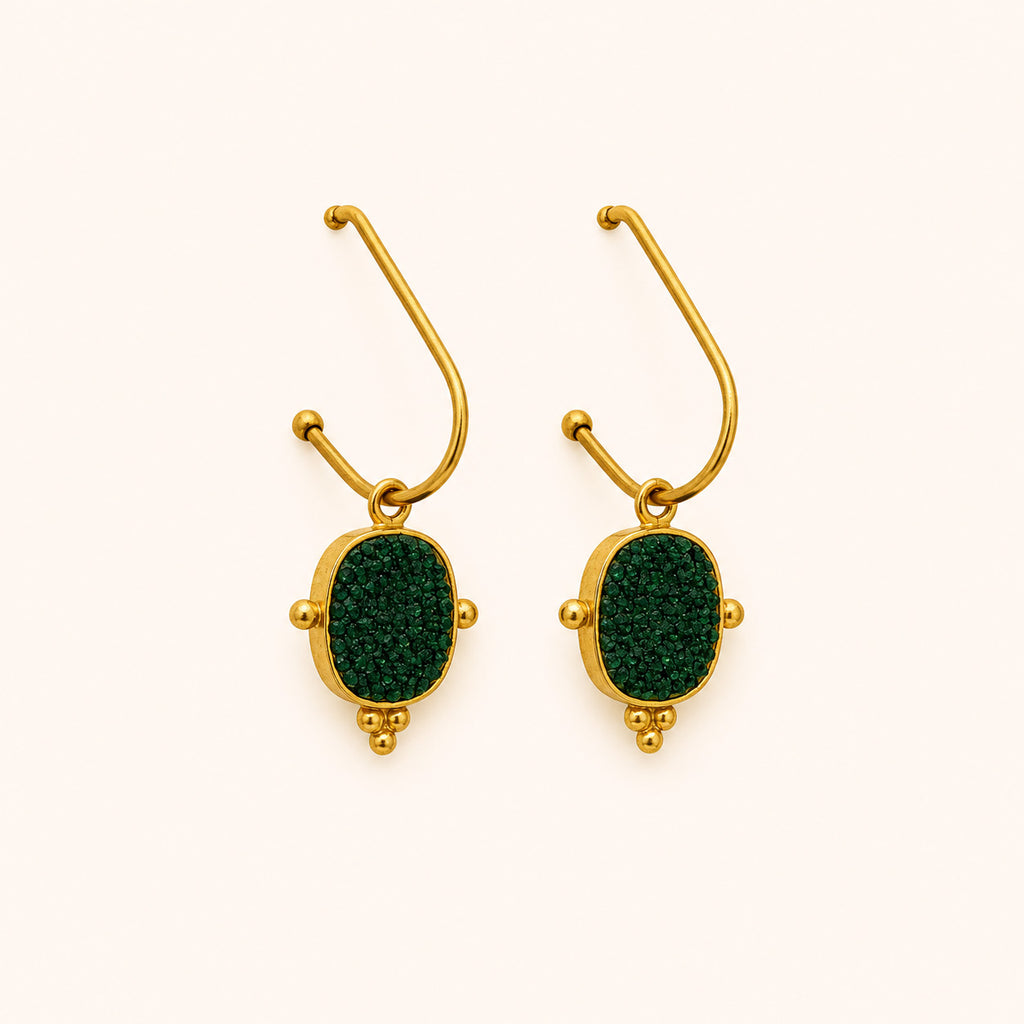 Green Druzy Drop Earrings