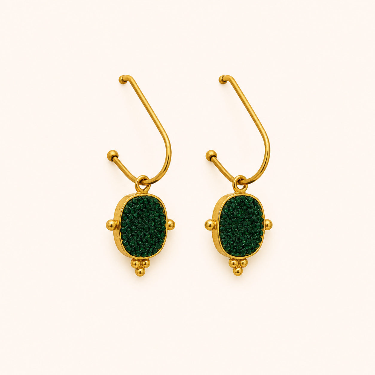 Green Druzy Drop Earrings
