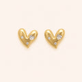 Gold Heart Zircon Stud Earrings