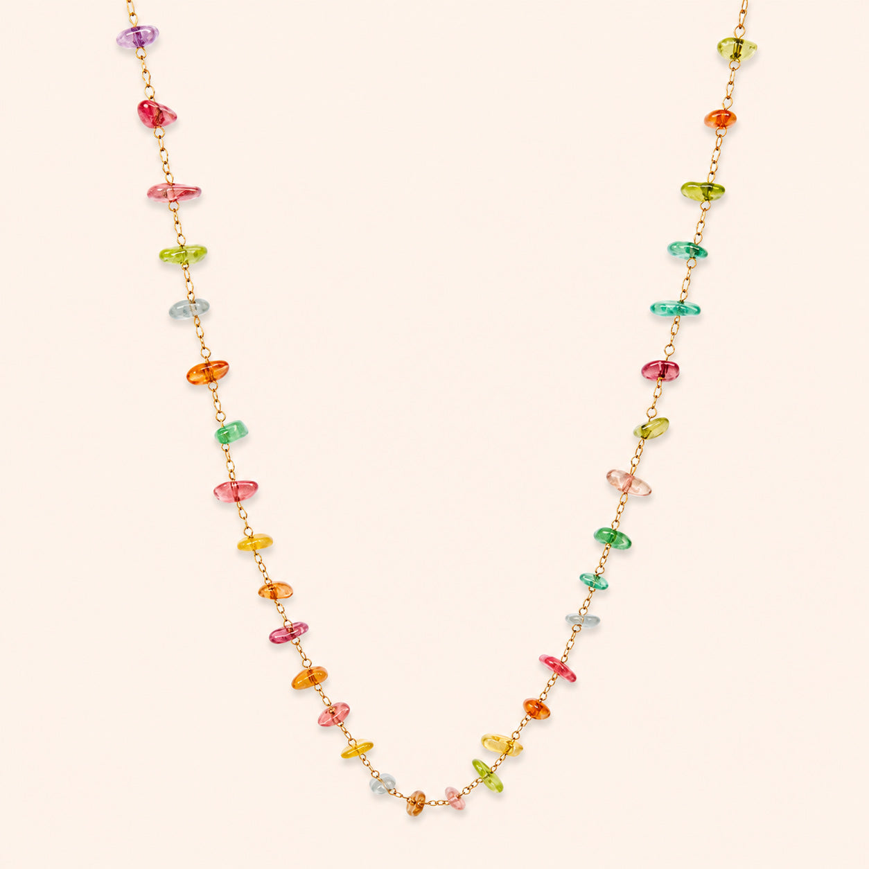 Rainbow Heart Bead Necklace