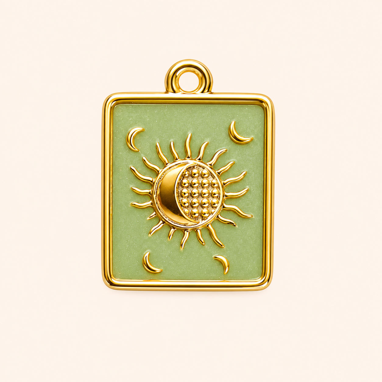 Celestial Sun & Moon Enamel Pendant