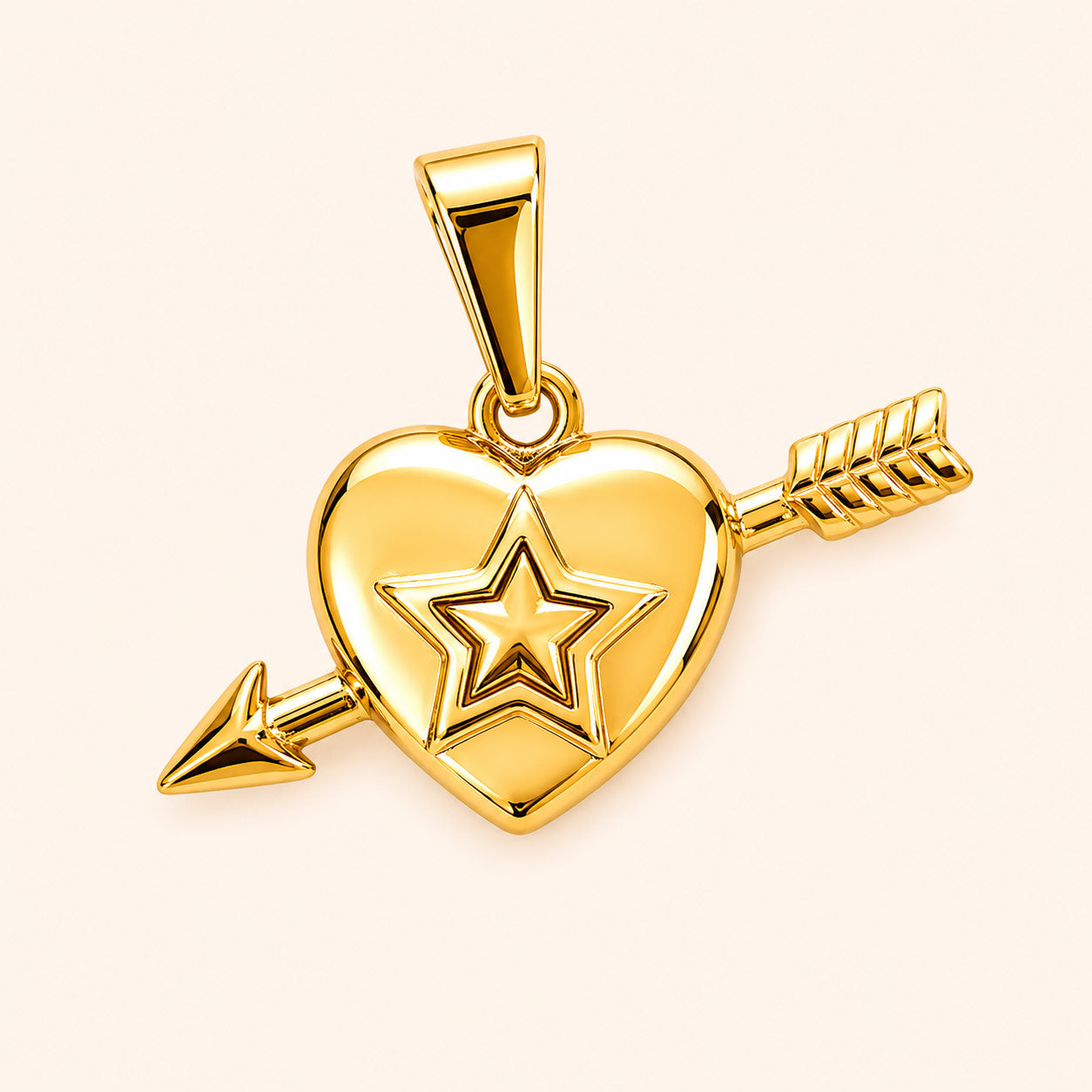 Cupid's Golden Heart Arrow Pendant