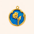 Blue Enamel Rose Pendant