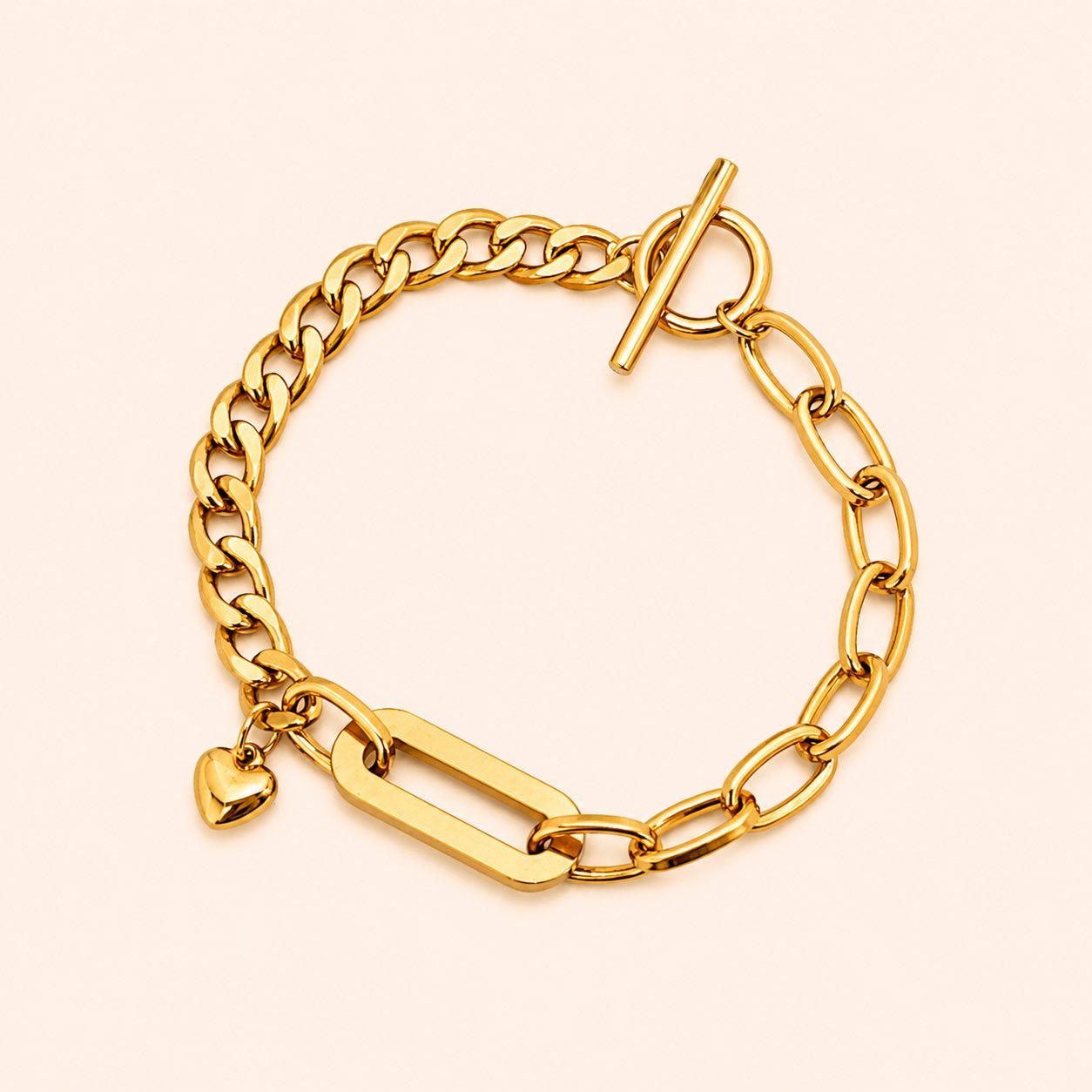 Golden Heart Charm Bracelet