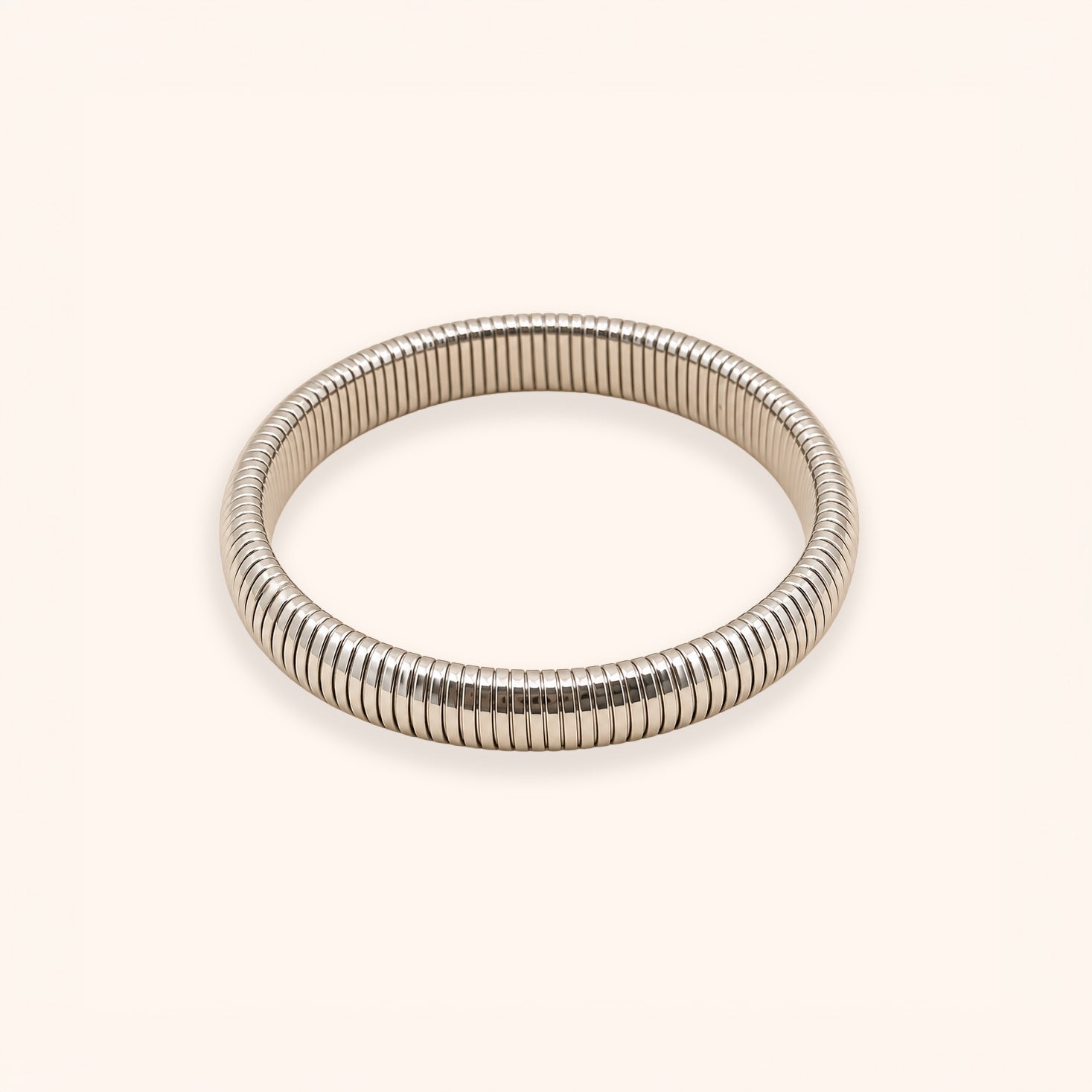 Silver Ribbed Stainless Steel Bangle