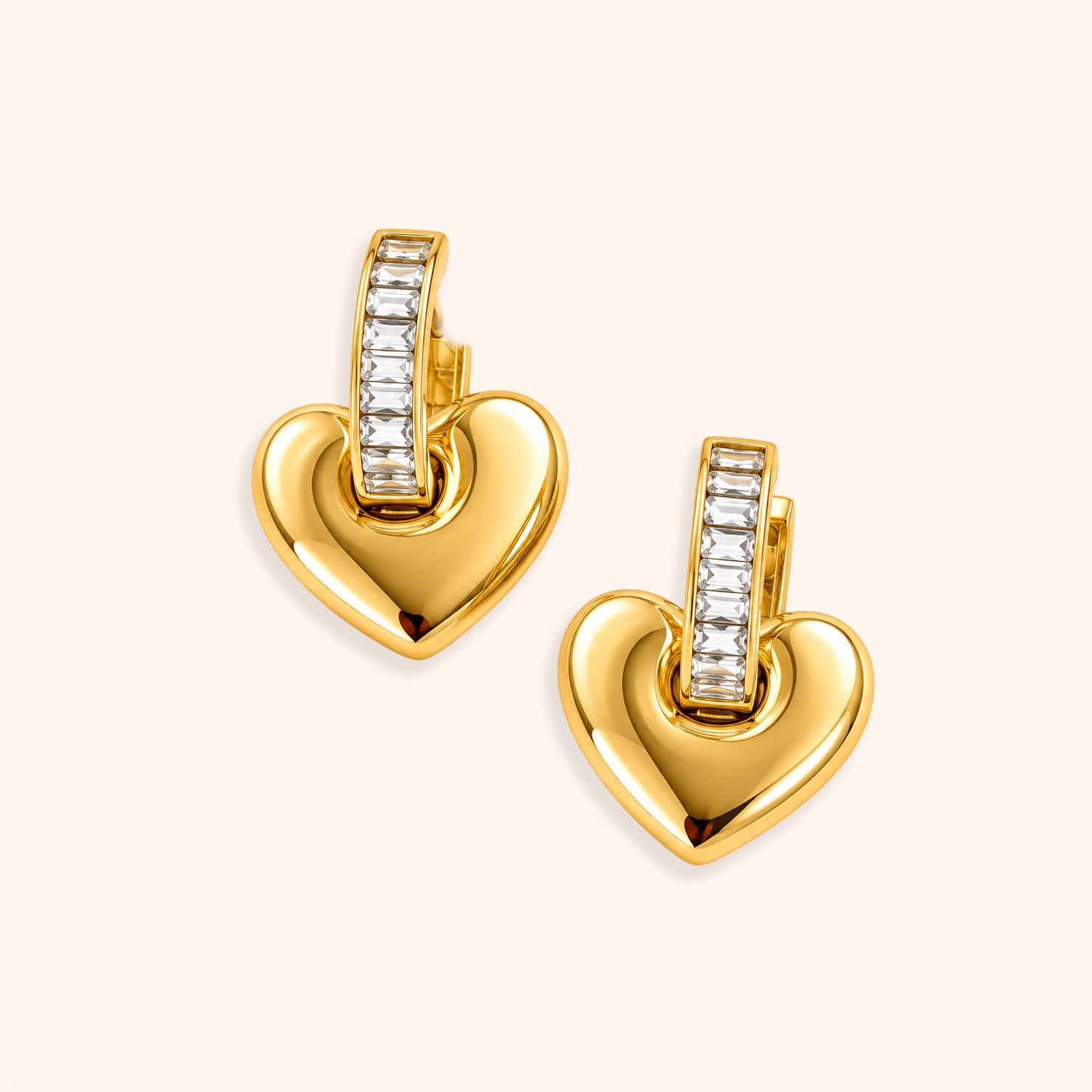 Baguette Heart Link Earrings