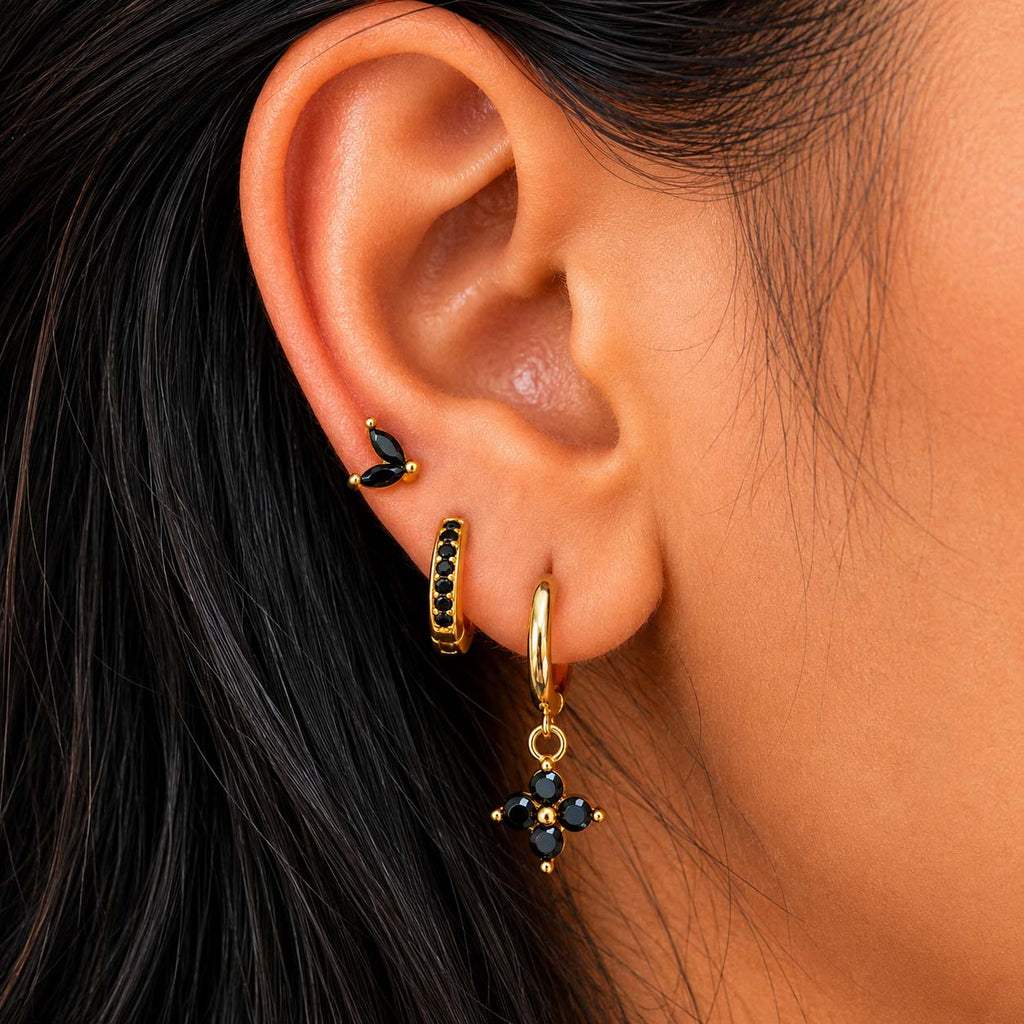 Midnight Clover Earring Set