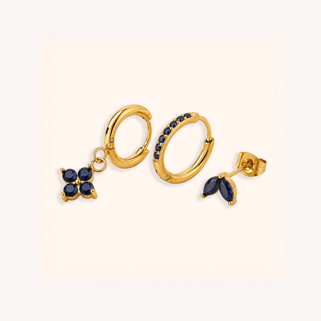Midnight Clover Earring Set