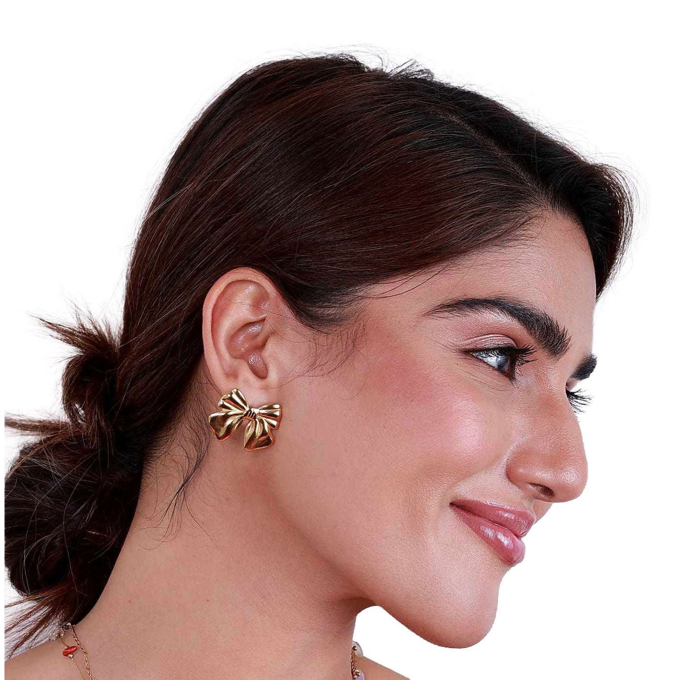 Golden Ribbon Stud Earrings