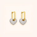 Crystal Heart Lock Hoop Earrings