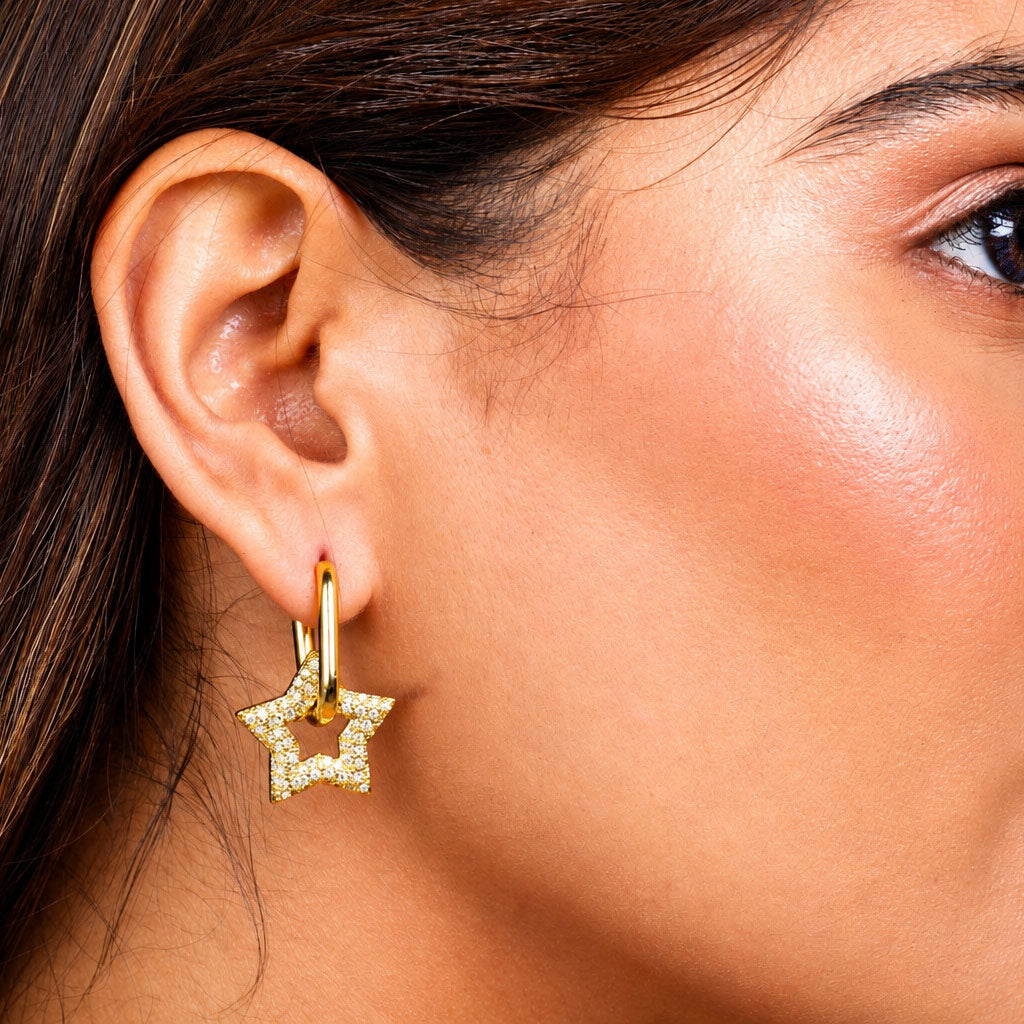 Crystal Star Hoop Earrings