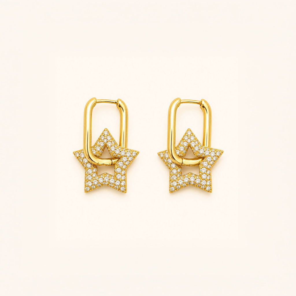 Crystal Star Hoop Earrings