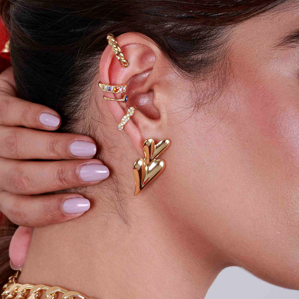 Heart Sculpted Stud Earrings
