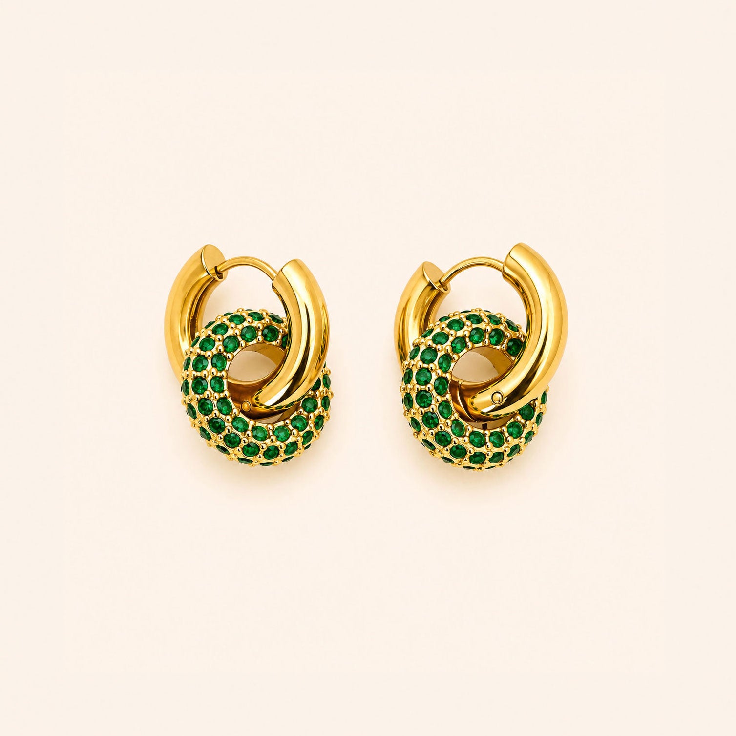 Emerald Double Hoop Earrings