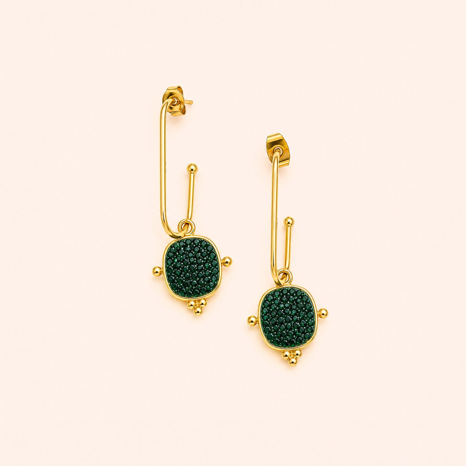Green Druzy Drop Earrings
