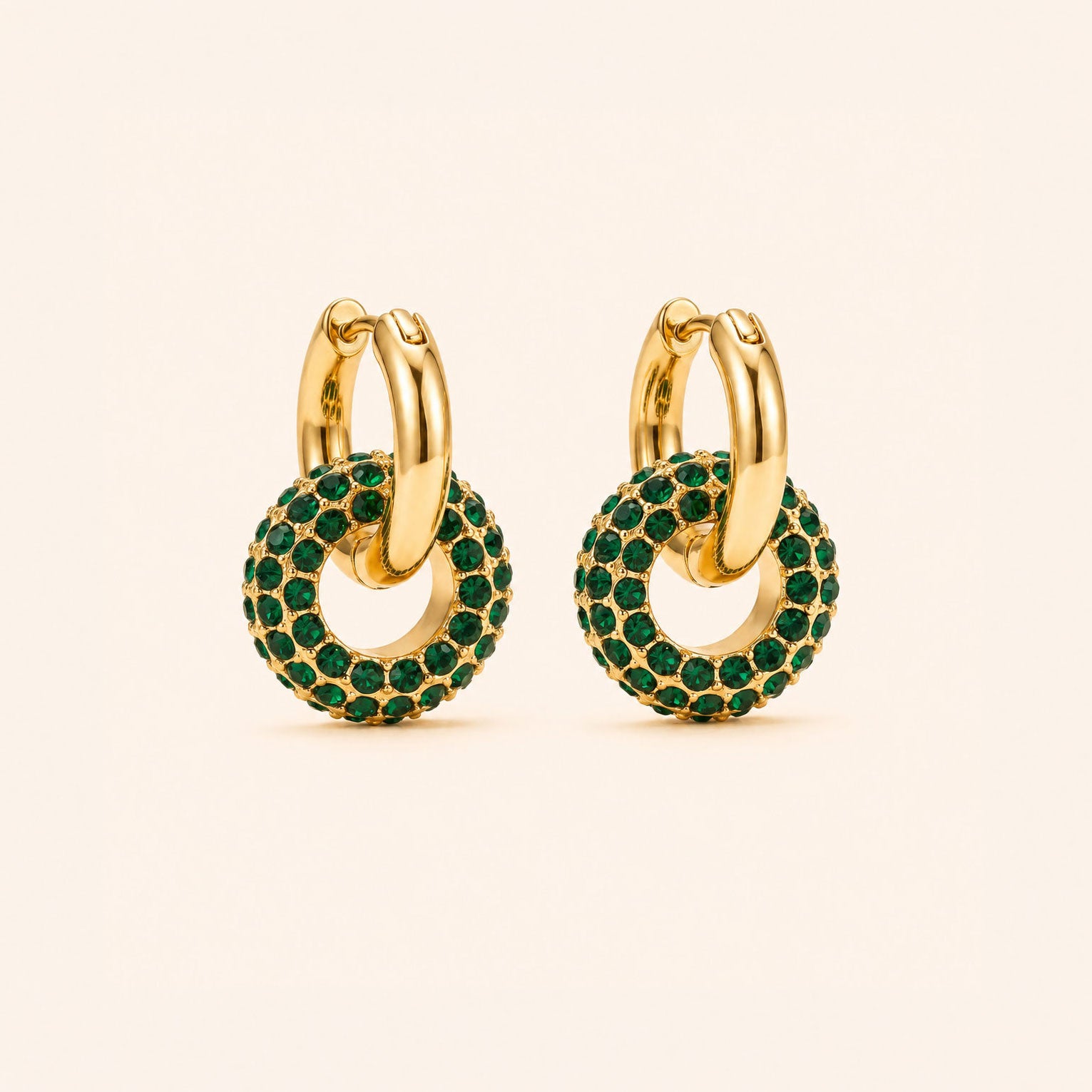 Emerald Double Hoop Earrings