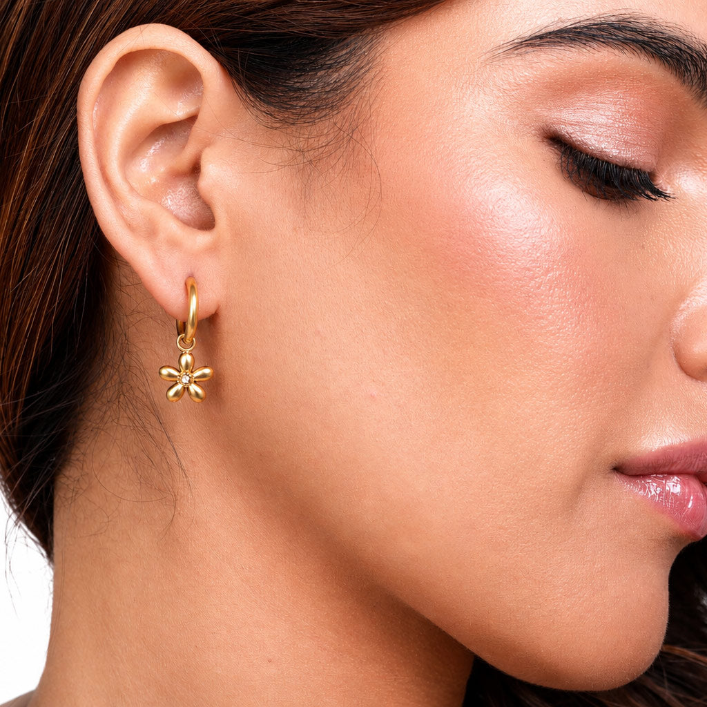 Golden Petal Charm Earrings