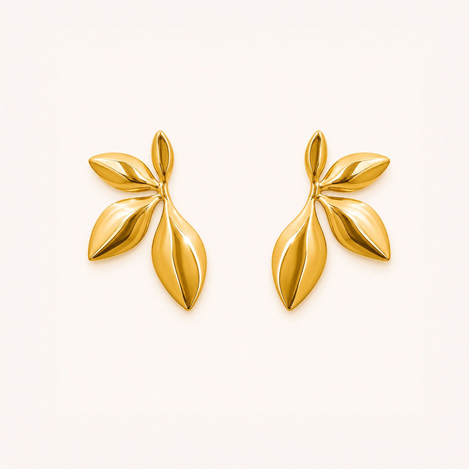 Gold Leaf Statement Stud Earrings