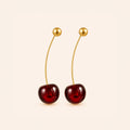 Golden Cherry Drop Earrings