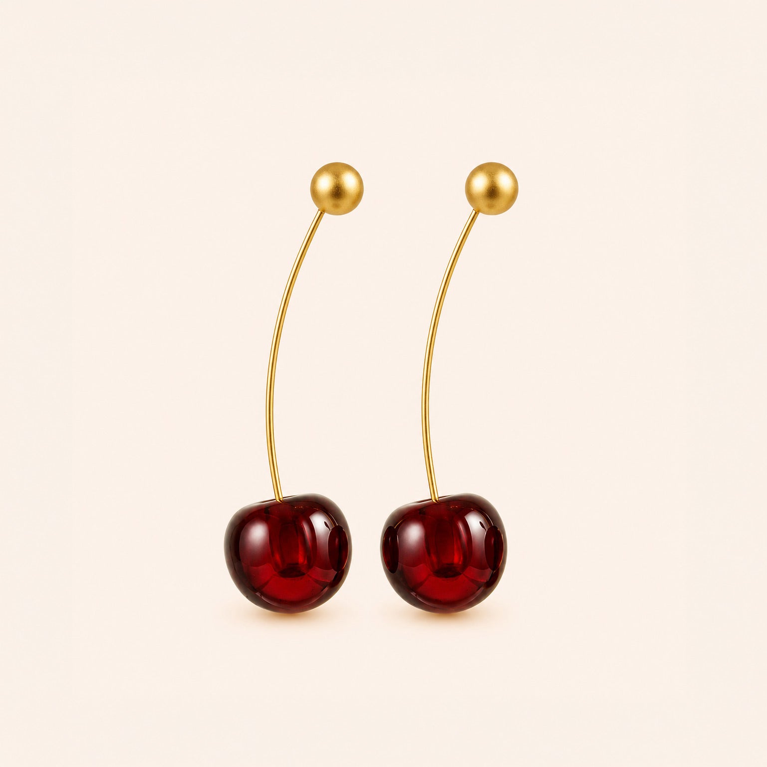 Golden Cherry Drop Earrings