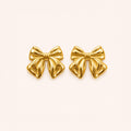 Golden Ribbon Stud Earrings