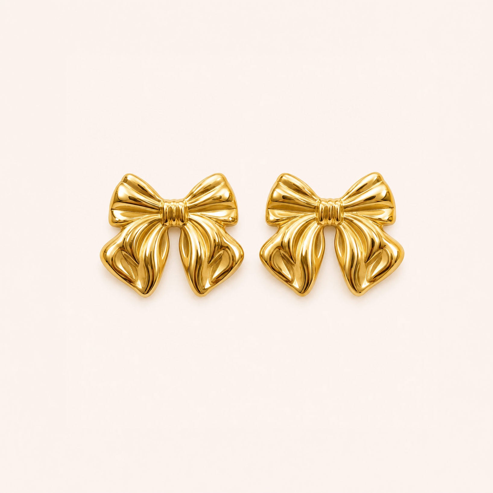 Golden Ribbon Stud Earrings