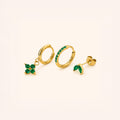 Green Clover Charm Earring Set
