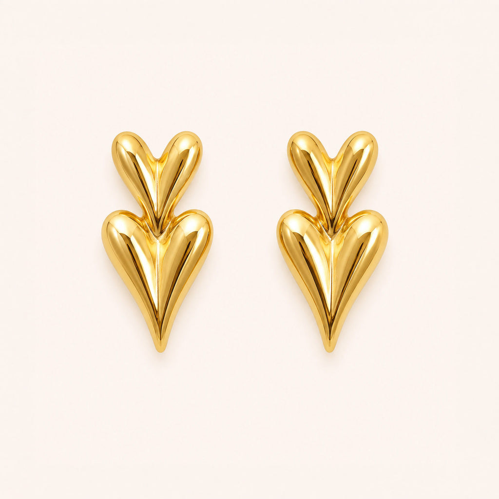 Heart Sculpted Stud Earrings