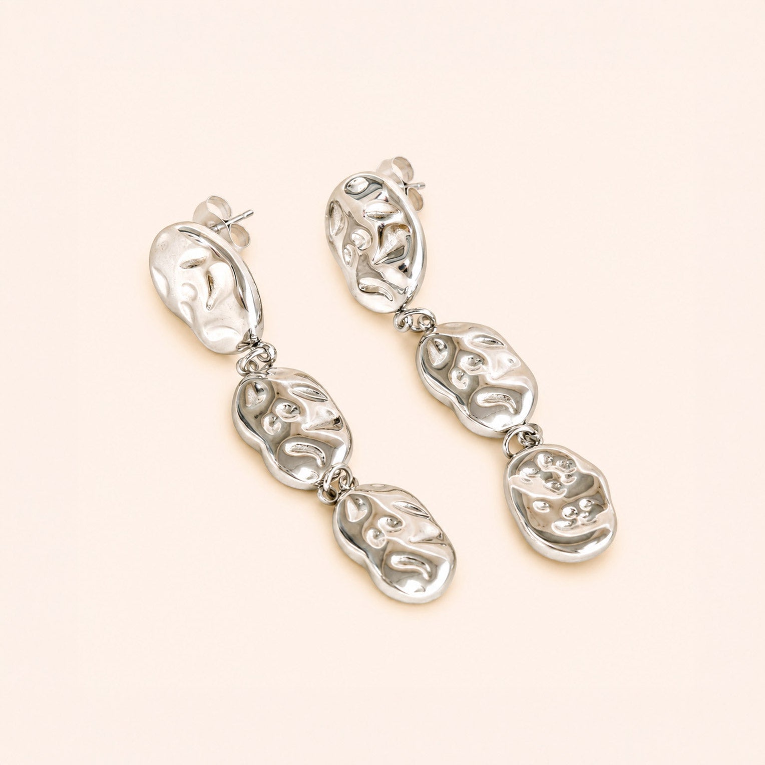 Melted Silver Drop Earrings