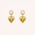 Modern Pearl Heart Drop Earrings