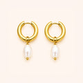 Pearl Charm Hoop Earrings