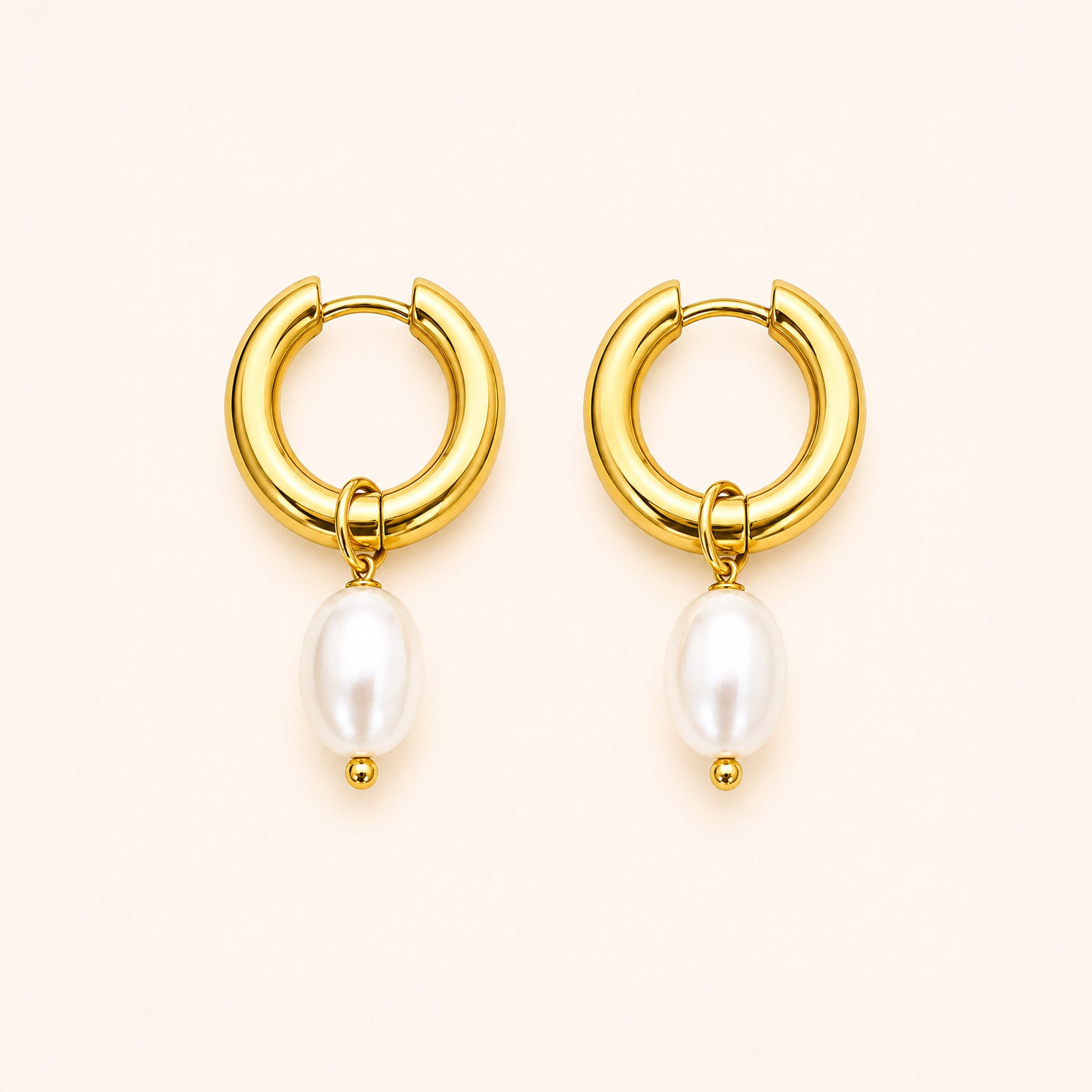 Pearl Charm Hoop Earrings