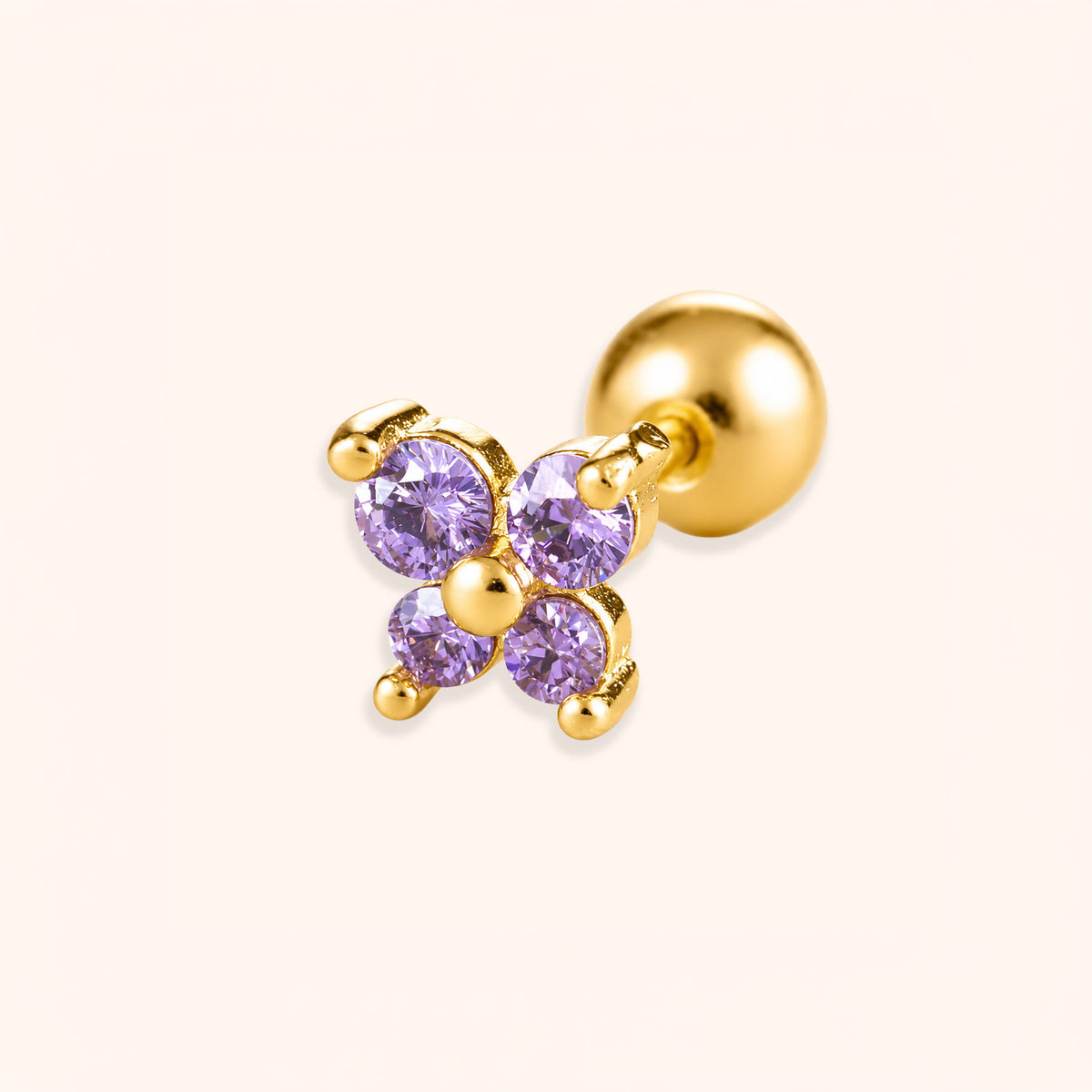 Amethyst Clover Stud (A pair)