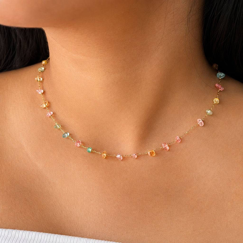 Rainbow Heart Bead Necklace