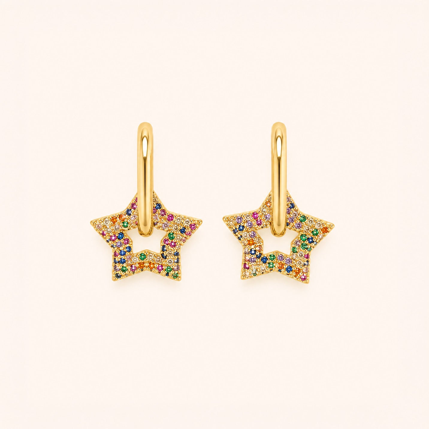 Rainbow Star Hoop Earrings
