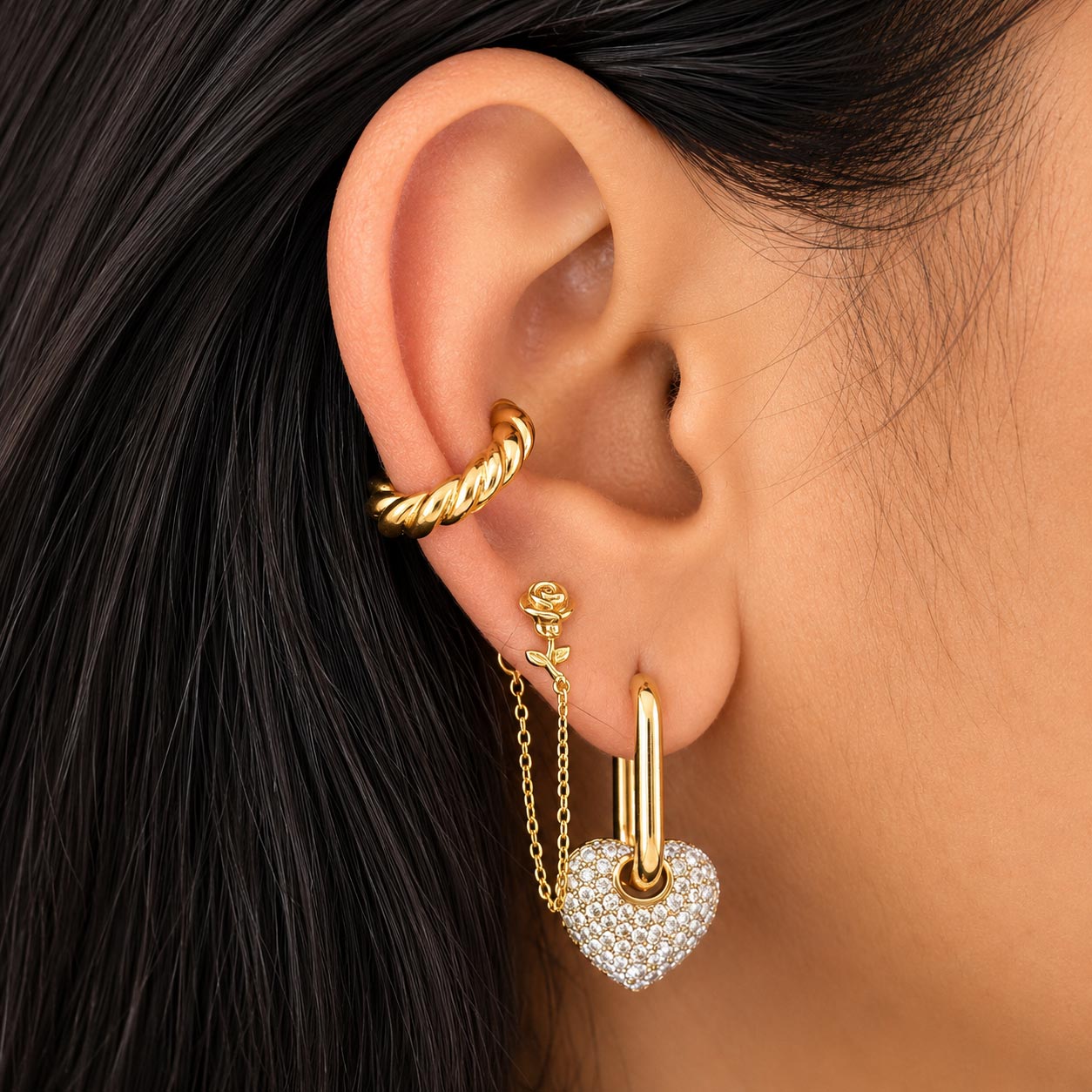Twisted Gold Ear Cuff (Single Cuff)