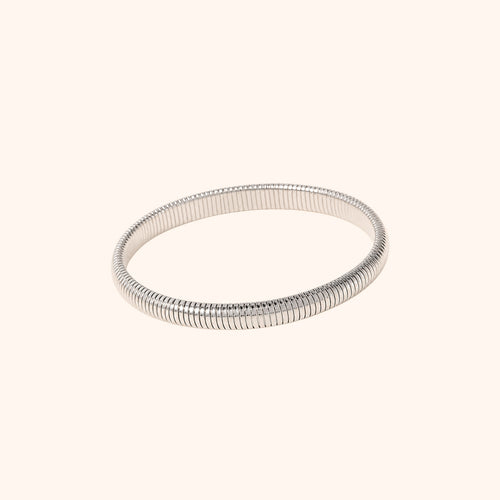 Silver Ribbed Stainless Steel Bangle