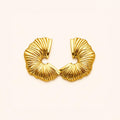 Statement Gold Fan Stud Earrings