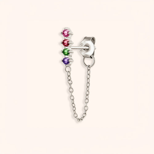 Multicolour Zircon Chain Stud Earring